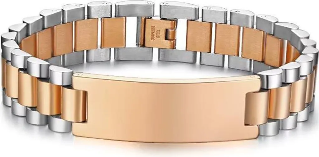 Bracelet Homme Or Rose 21cm - Finition Polie Axton KP38435 Chic