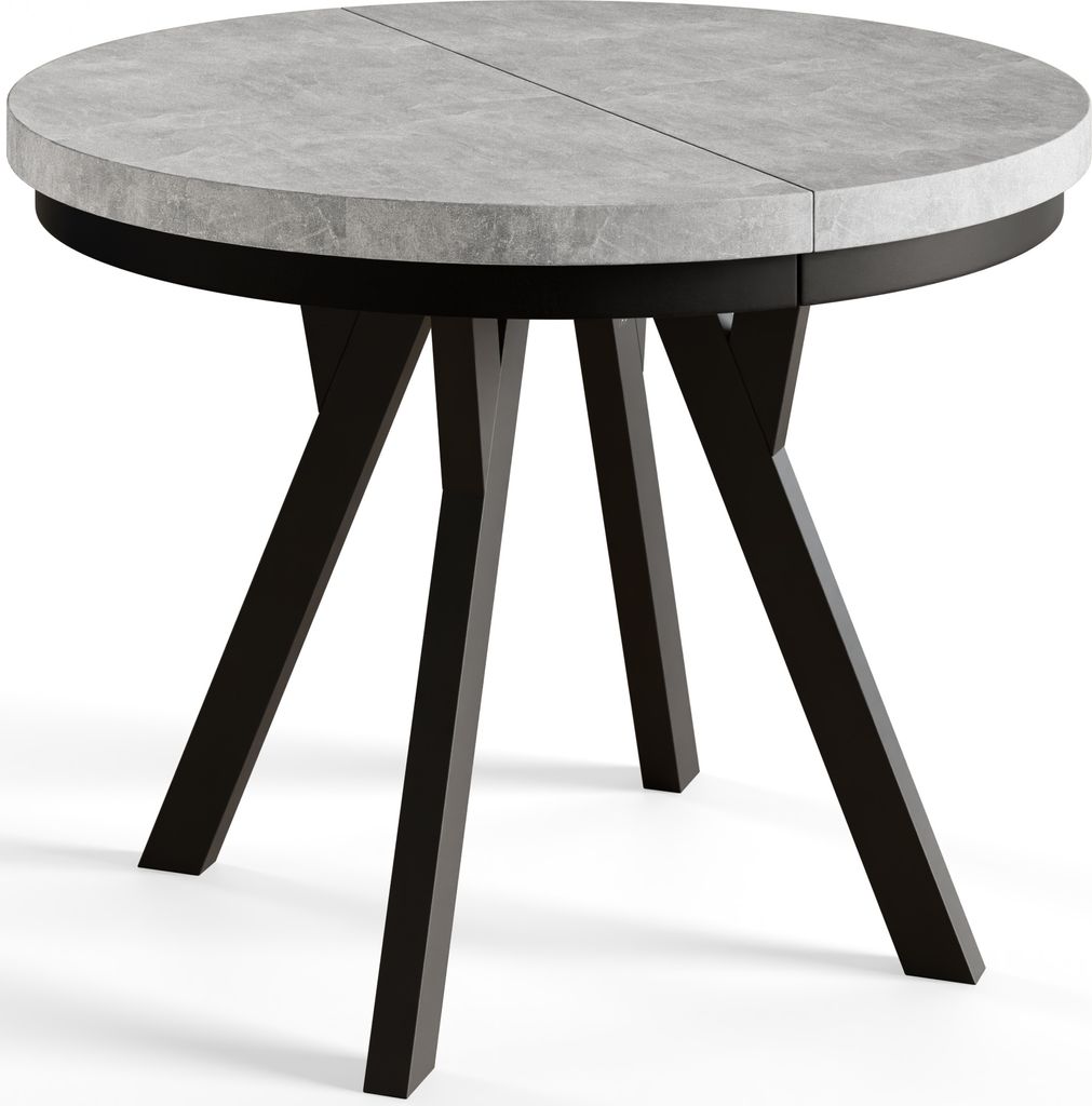 Runder Esszimmertisch EVO, ausziehbarer Tisch Durchmesser:120 cm bis 220 cm, Wohnzimmertisch Farbe: Graphit, mit Stabile Beine in Farbe Schwarz