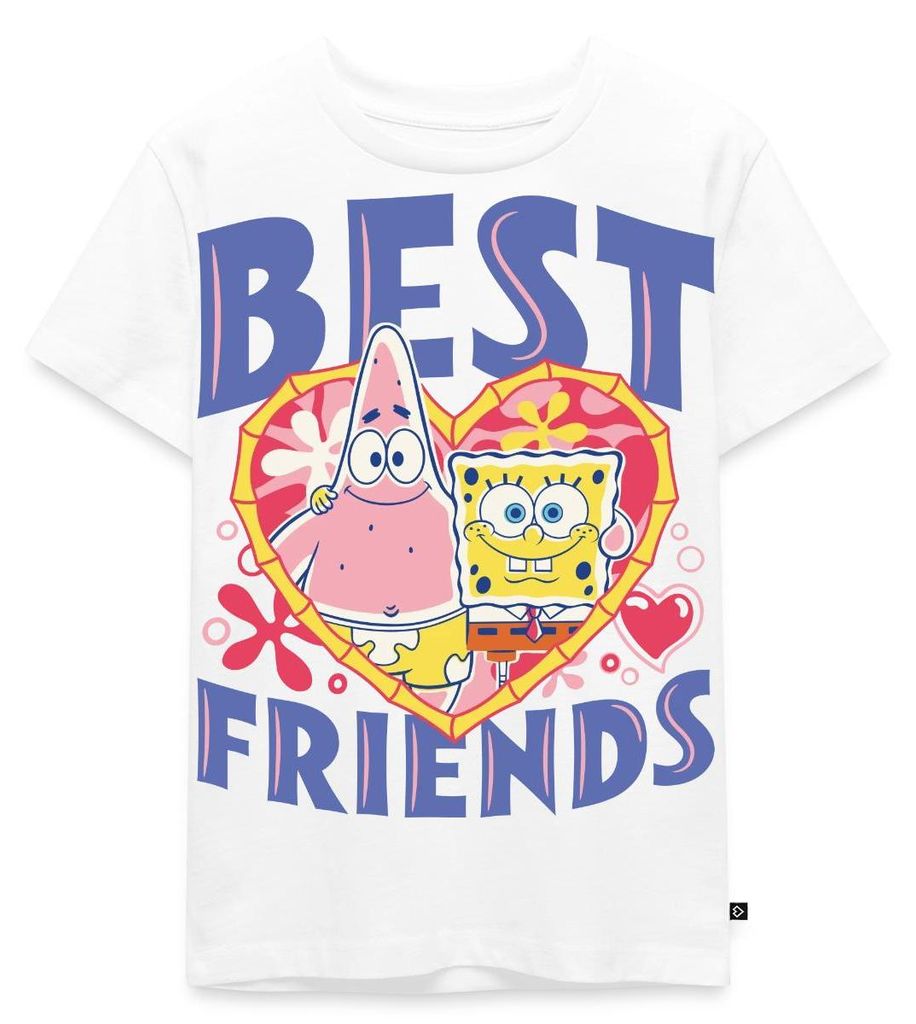 Spreadshirt Spongebob Schwammkopf Und Patrick Beste Freunde Kinder Premium T-Shirt, 122/128 (6 Jahre), Weiß