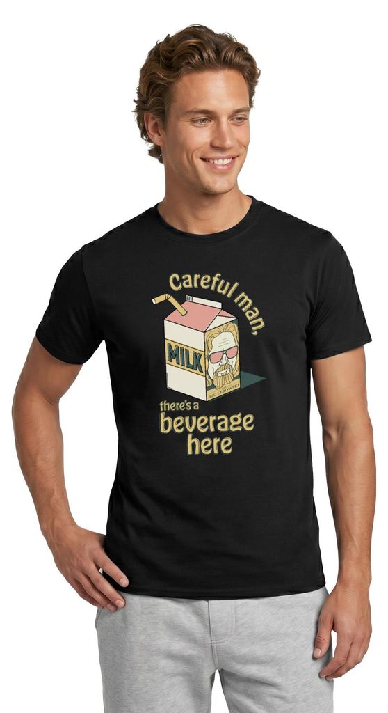 Spreadshirt The Big Lebowski Careful man, there's a beverage here Männer T-Shirt, M, Schwarz