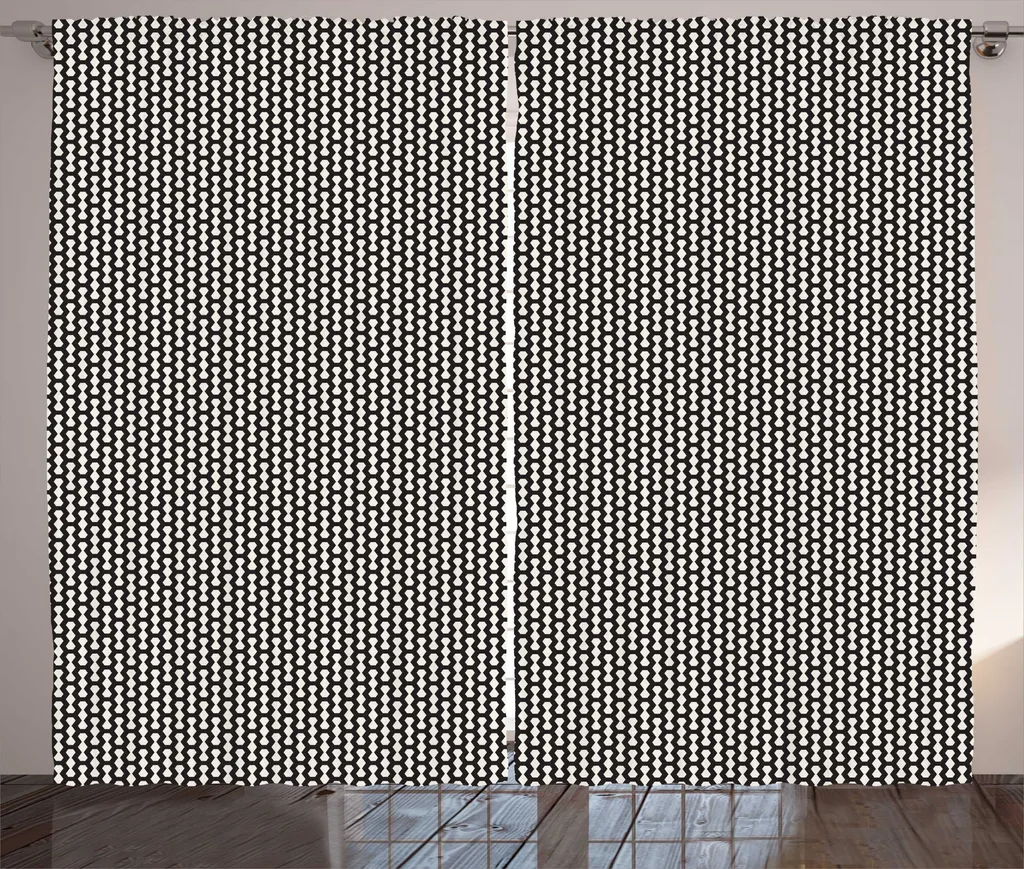 Rideau à Fronces pour Chambre Motif Zigzags Anthracite et Coquille d'œuf