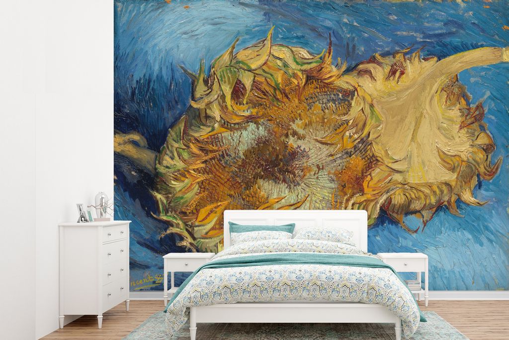MuchoWow Fototapete für Wohnzimmer oder Schlafzimmer Wandtapete Vinyl Motivtapete Zwei Sonnenblumen - Vincent van Gogh - 360x260 cm - Wohnzimmer...