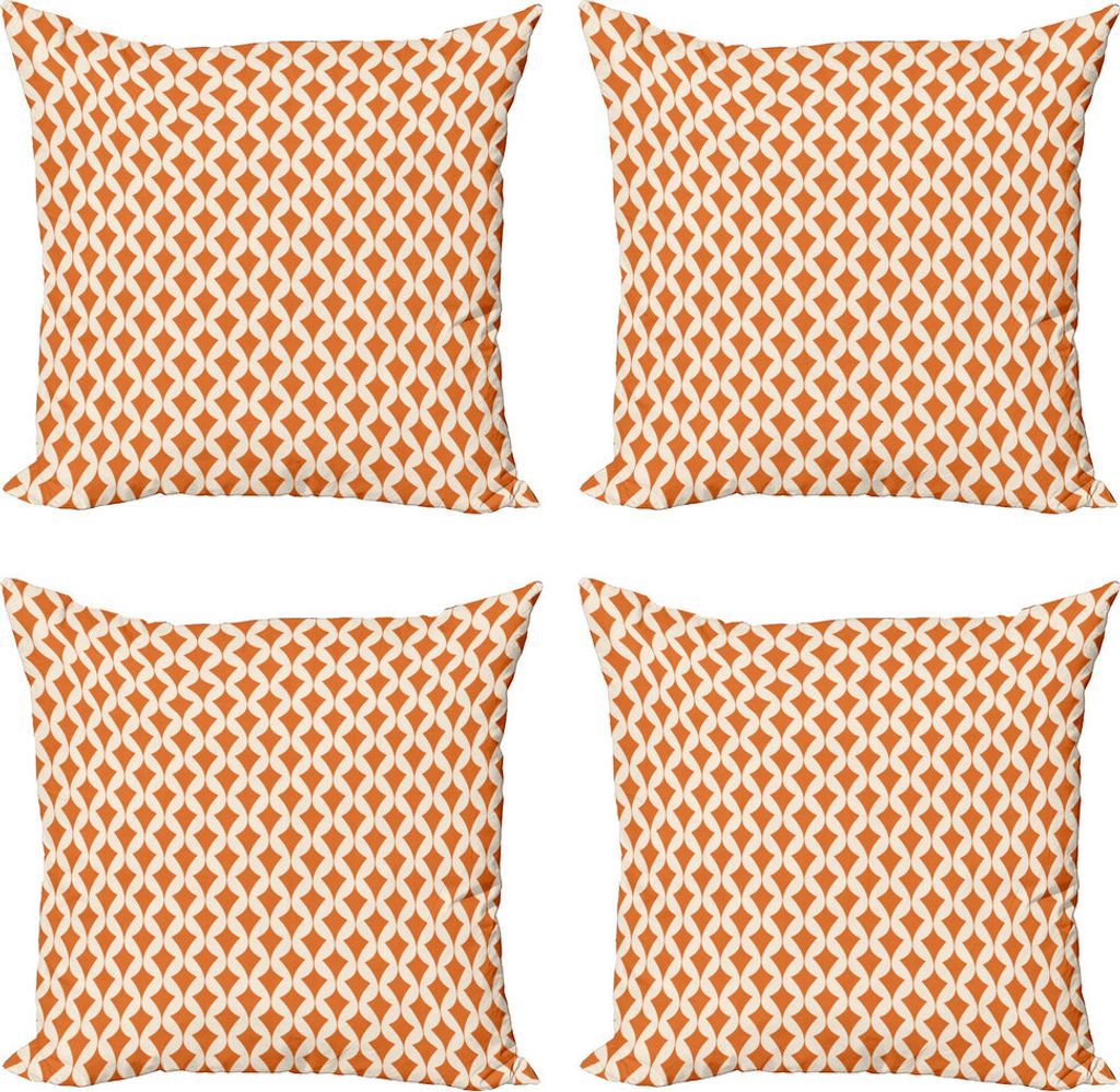 ABAKUHAUS Orange und Elfenbein Kissenbezug Set (4 Stück), Abstract Ornament, Moderner Doppelseitiger Digitaldruck, 50 cm x 50 cm, Orange und Elfen...