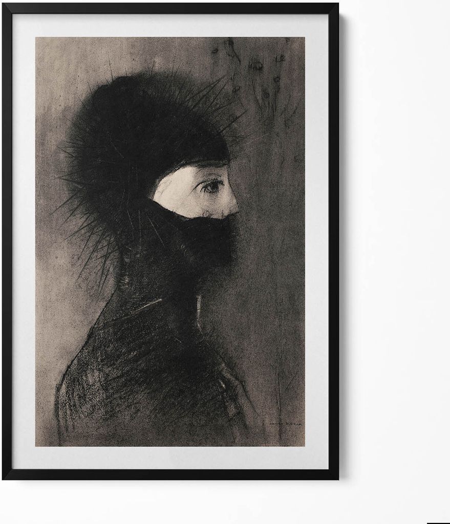 Porträt einer Person in einem Schornstein– Wandbild mit Rahmen – Gerahmtes Bild – Wanddekoration – 70x100 cm – Schwarz Rahmen