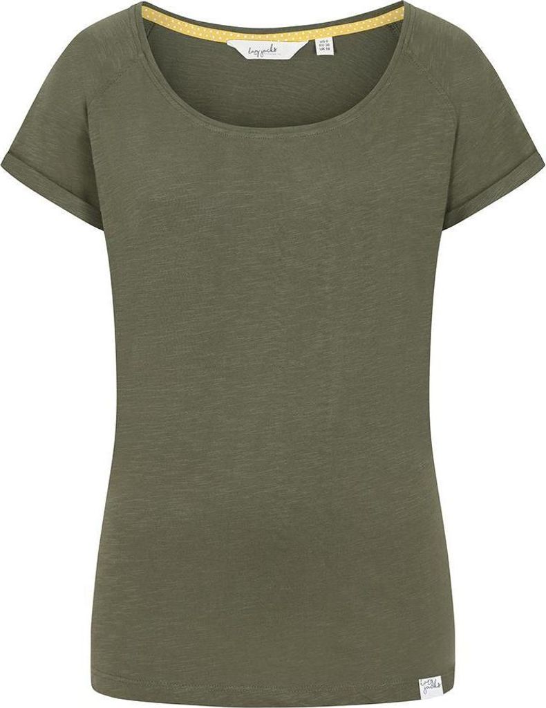 Lazy Jacks - T-Shirt für Damen, Krempelärmel LJ281 (L) (Khaki)