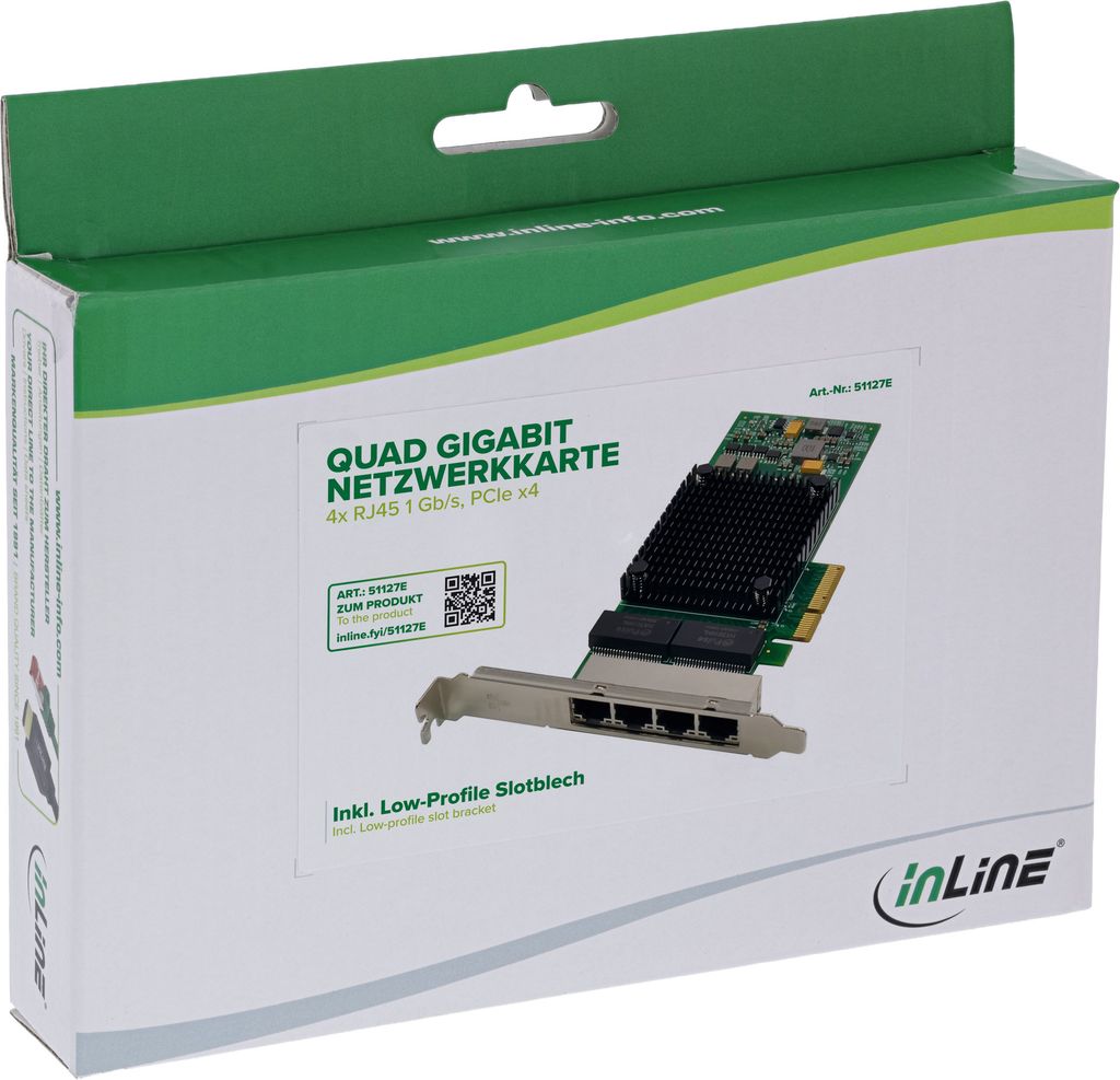 InLine Quad Gigabit Netzwerkkarte - 4x RJ45 1 Gb/s - PCIe x4
