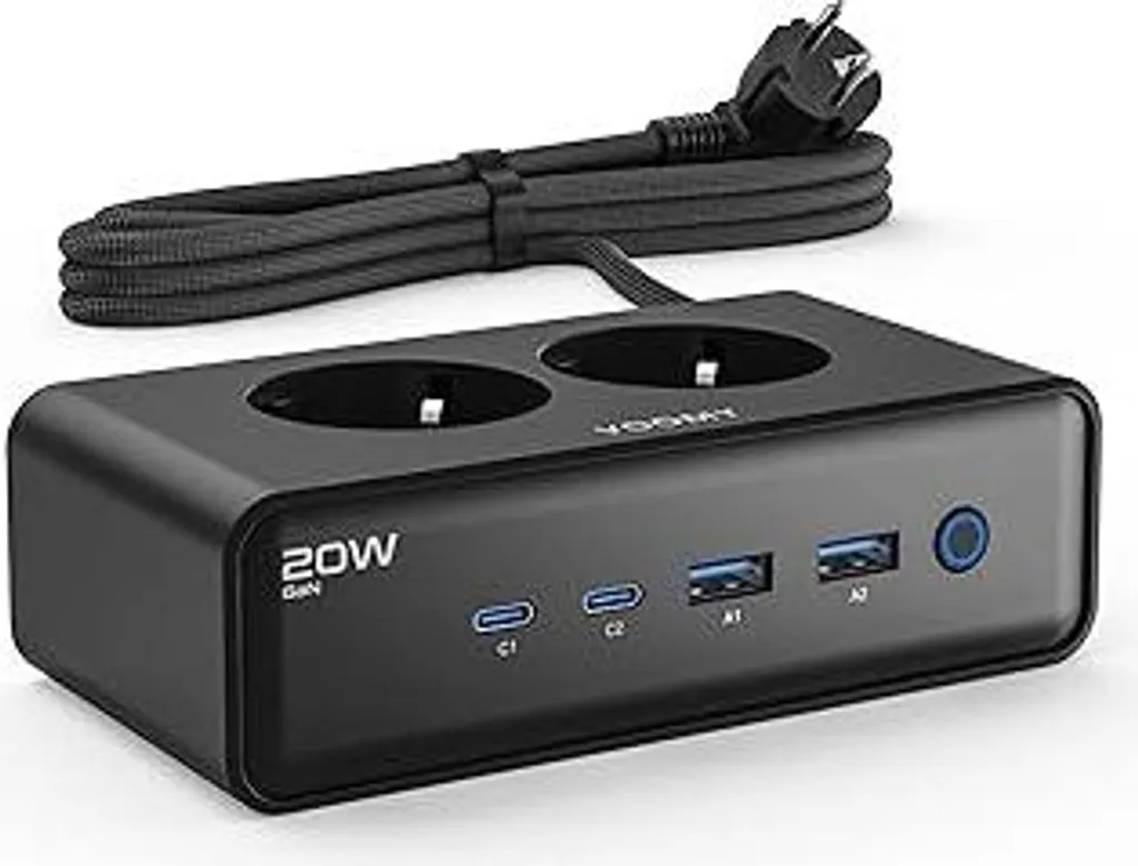 Cubo Multipresa VOOMY 4000W Nero: Ciabatta Professionale con USB-C