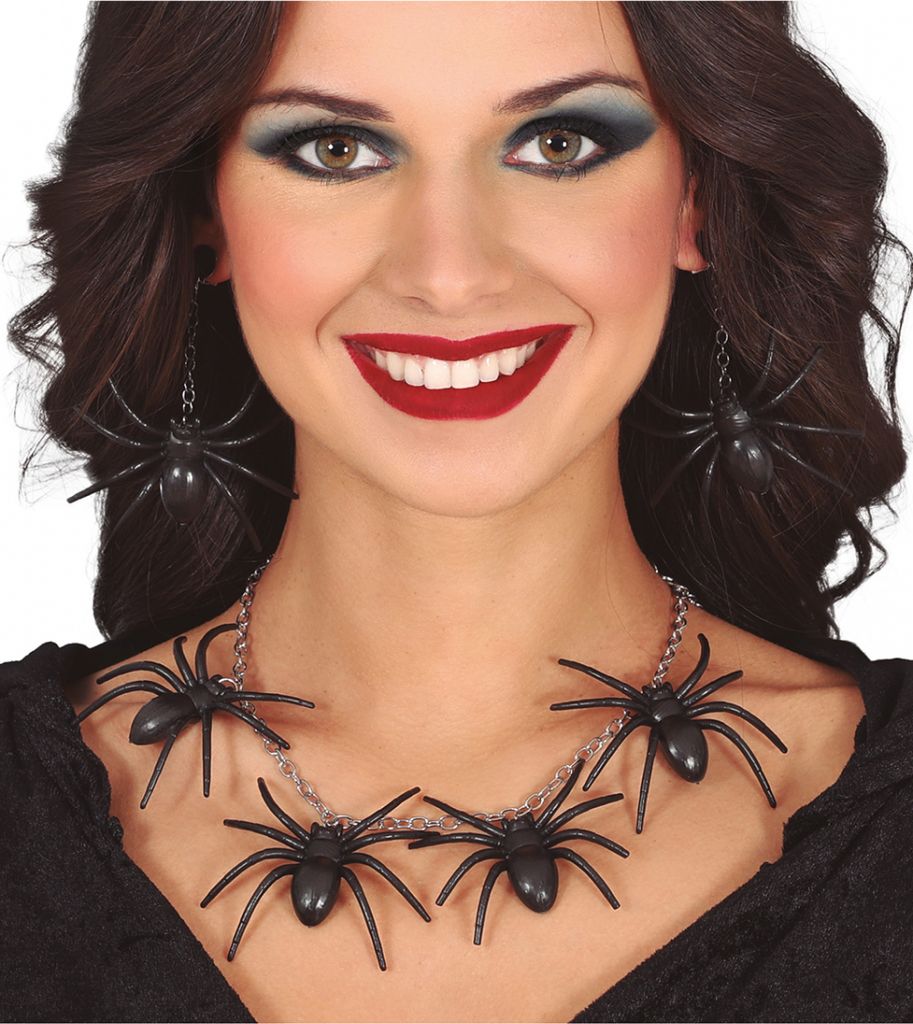 Spinnen Halskette & Ohrringe im Set als Halloween Produktbild 
