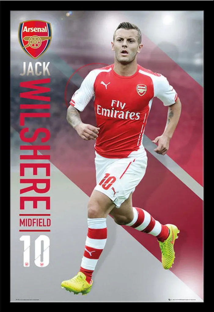 Décoration Murale Arsenal Wilshere 14/15 - Cadre Noir Shinsuke Prêt à Poser