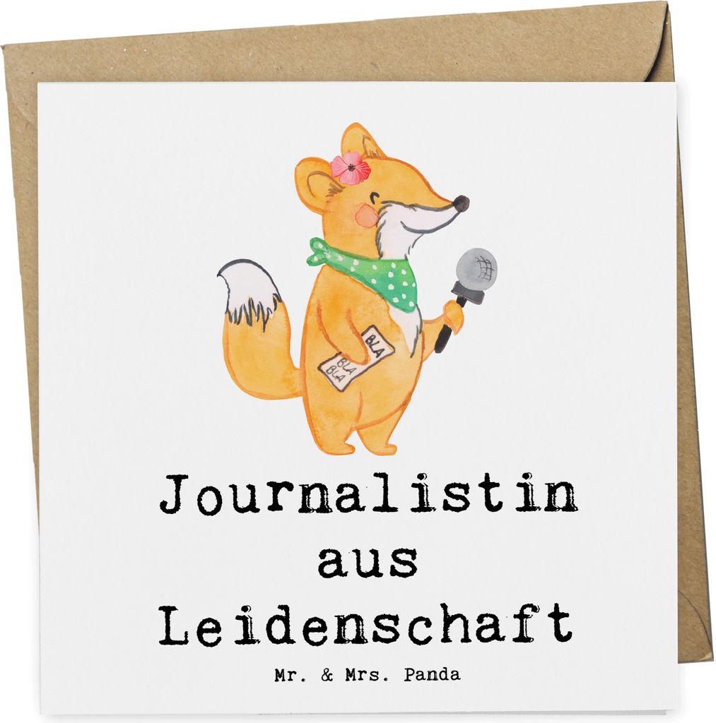 Mr. & Mrs. Panda Glückwunschkarte Journalistin Leidenschaft - Weiß - Geschenk, Grußkarte, Witzig, faltkarte, Studium, Spruch, doppelkarte, Ausbi...