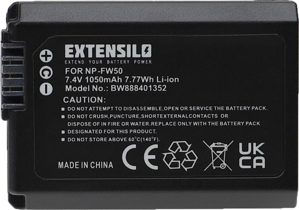 EXTENSILO Akku kompatibel mit Sony ZV-E10 Kamera (1050 mAh, 7,4 V, Li-Ion)