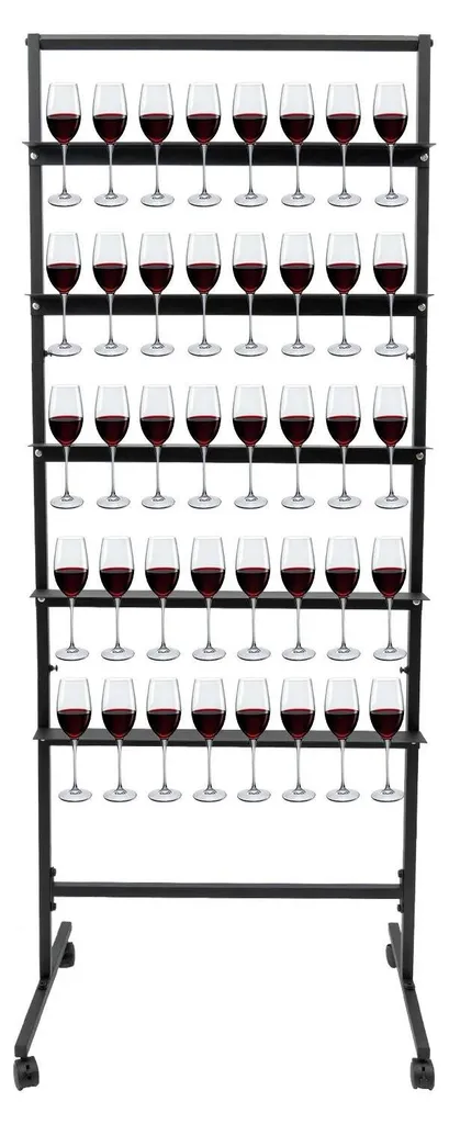 Présentoir métallique 5 niveaux pour 40 verres avec finition noir premium