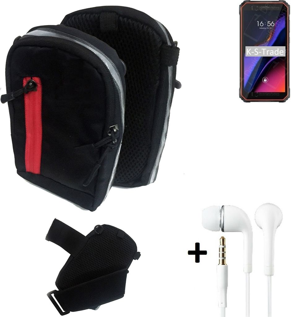 K-S-Trade Outdoor Gürteltasche Holster Umhängetasche + Kopfhörer kompatibel mit Blackview Oscal S60 schwarz Handy Tasche Case travelbag