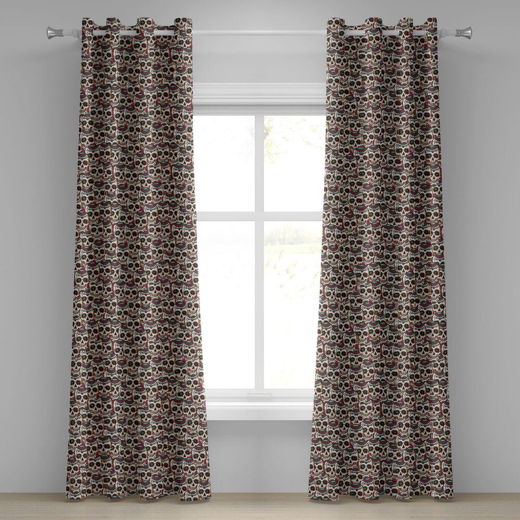 ABAKUHAUS Paris Ösenvorhang, Muster mit Vespa Bikes Mannequin Eiffelturm Herzen Doodle Style Design, Dekorative 2-Panel-Fenstervorhänge, 280 cm x...