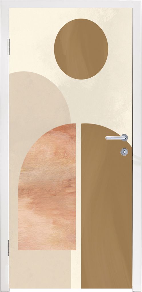 MuchoWow Türtapete Selbstklebende Türfolie Rosa - Braun - Design 75x205 cm Türposter Türaufkleber Klebefolie Türklebefolie - XXL-Aufkleber -...