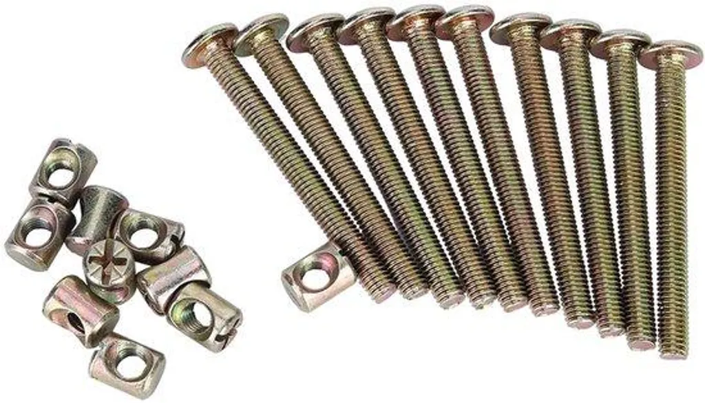 Vis à tête bombée 60 mm avec écrou pour meubles - Kit de 10 pièces