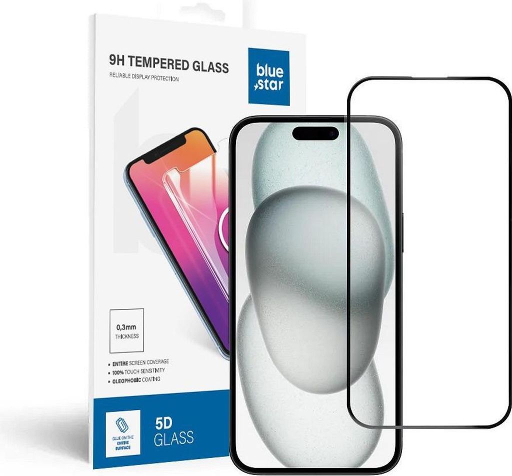Panzerglas Blue Star 5D - APPLE IPHONE 15 Plus/16 Plus (full glue) schwarz
