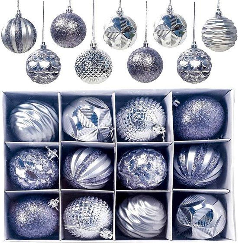 Keramische Kerstballen-Set mit 12 glanzenden und mattierten Exemplaren