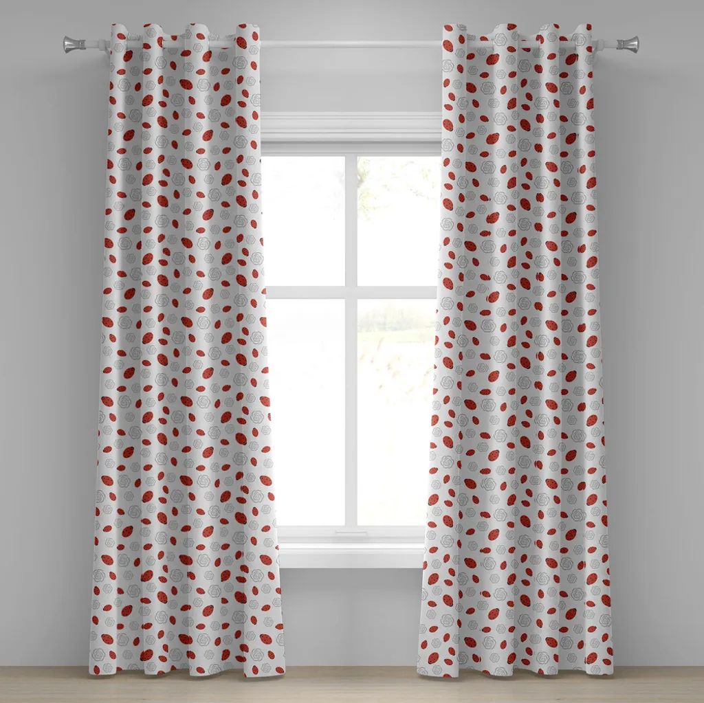 Rideaux décoratifs à motifs fleurs et coccinelles pour chambre enfant