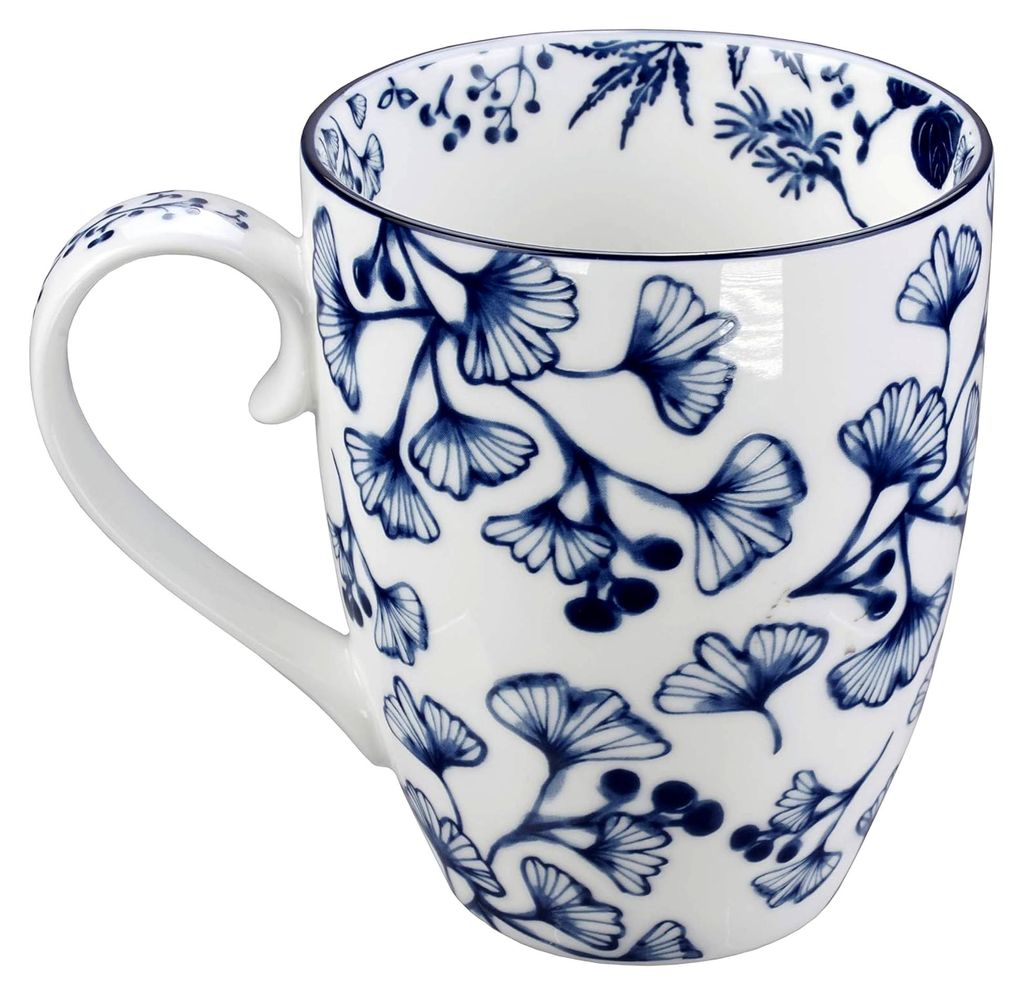 Flora Japonica 4er Tassen-Set blau-weiß, Ø 8,5 cm, 10,2 cm hoch, 380 ml, asiatisches Porzellan, japanisches Blumen-Design, inklusive Geschenkverp...