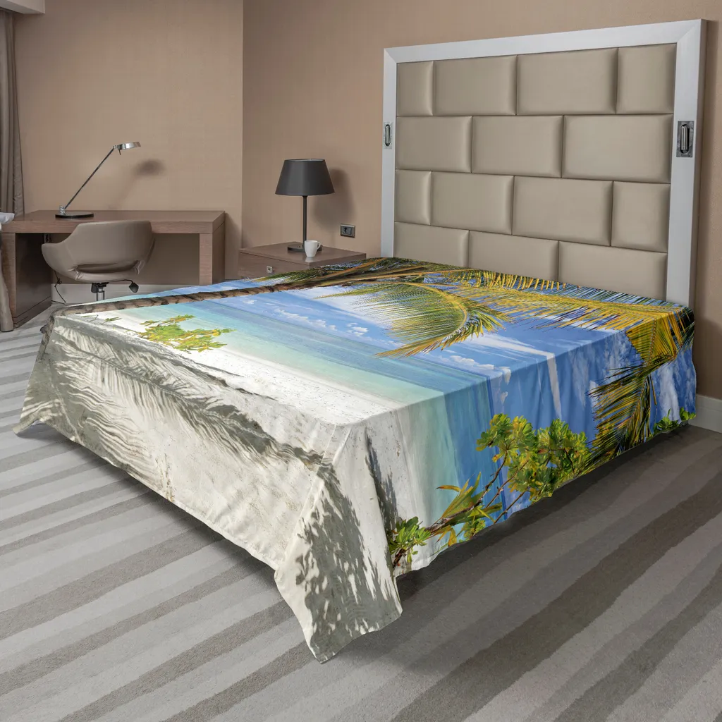Drap de lit Décoratif 260x228 cm Ambiance Voyage pour Chambre à Coucher