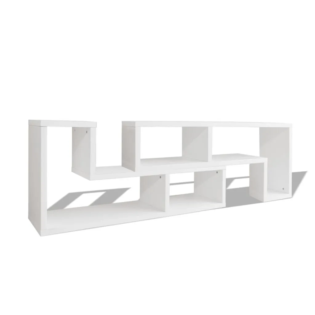 Meuble TV d'angle en L blanc brillant - Support écran modulable