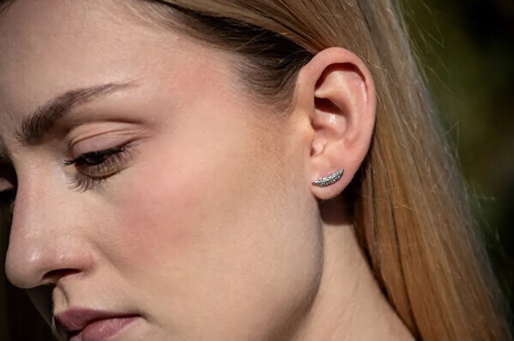 Boucles d'oreilles plumes argent zircons légères et anti-allergie