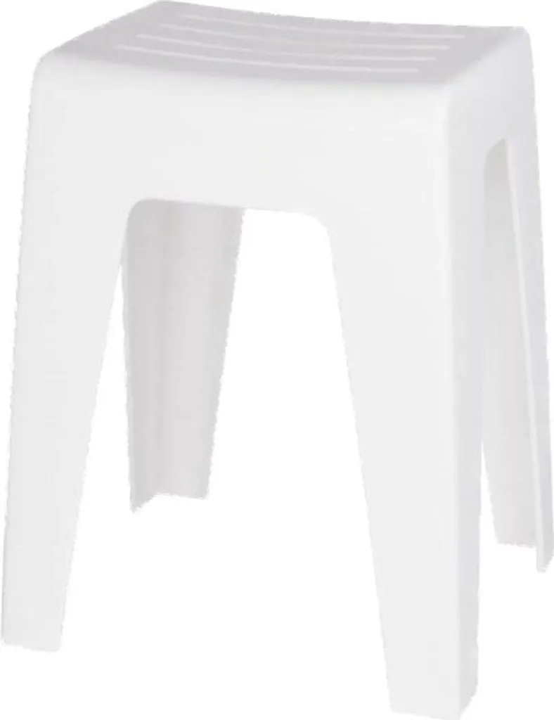 Sgabello da bagno moderno - Sgabello in plastica di alta qualità - Portata fino a 120 kg - Ideale per bagni e WC degli ospiti - 38 x 47 x 32 cm - Bianco. Sgabello