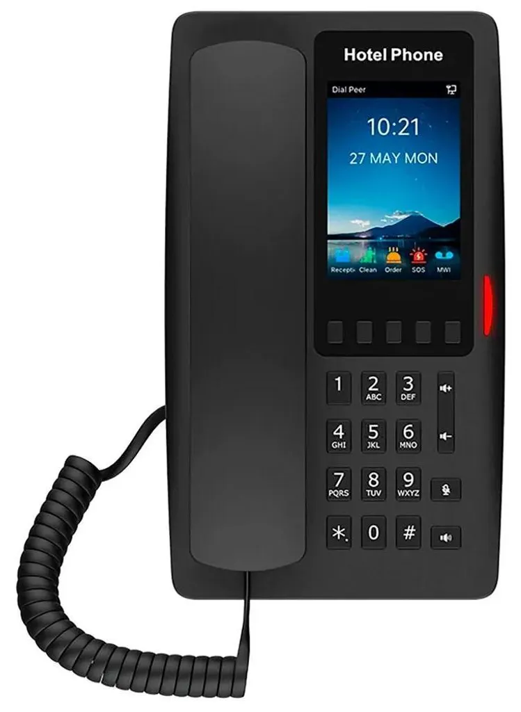 Fanvil H6W Téléphone IP WiFi pour Hôtel Noir avec Écran Couleur HD 3,5"