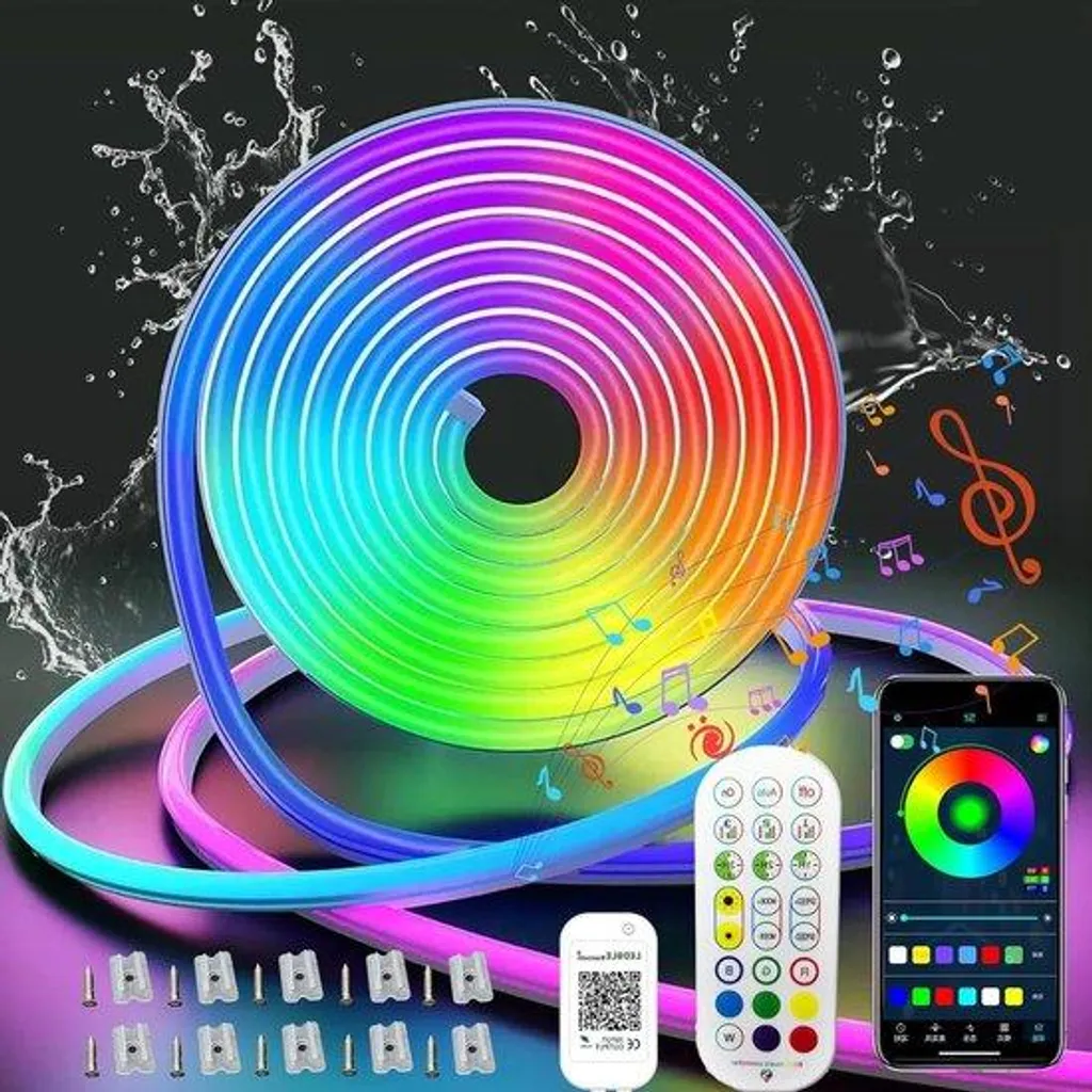 Kit Ruban LED 15m Bluetooth 1080 LED RGB pour Gaming et Salon Moderne
