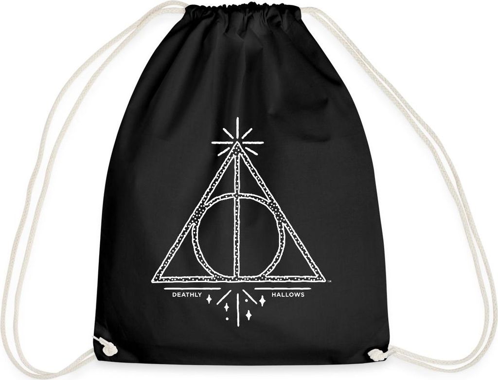 Spreadshirt Harry Potter Heiligtümer des Todes Symbol Turnbeutel, One size, Schwarz