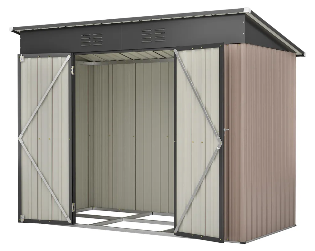 Abri de jardin métallique anti-rouille 8x4 pieds, rangement sans fuite