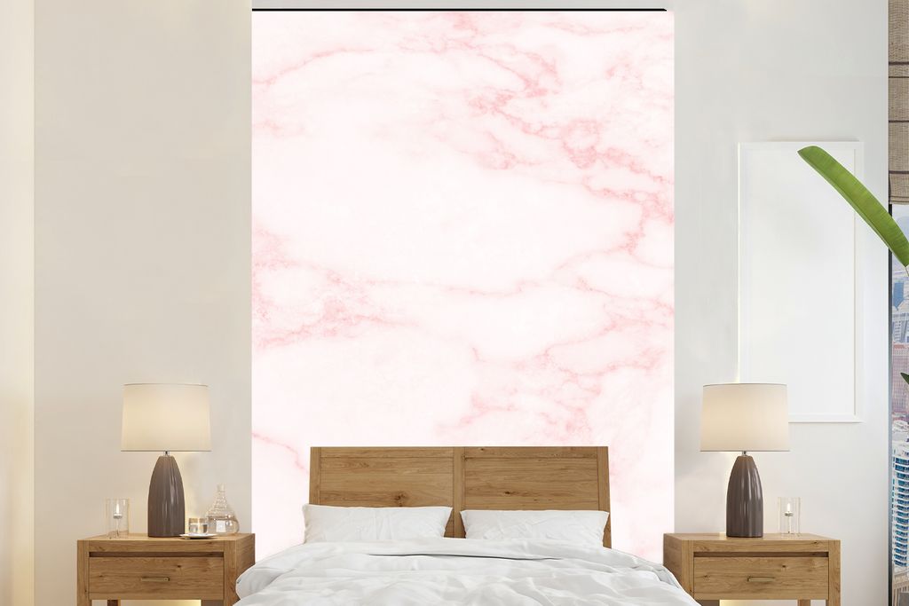 MuchoWow Fototapete für Wohnzimmer oder Schlafzimmer Wandtapete Vinyl Motivtapete Marmor - Textur - Rosa - Schick - 180x280 cm - Wallpaper