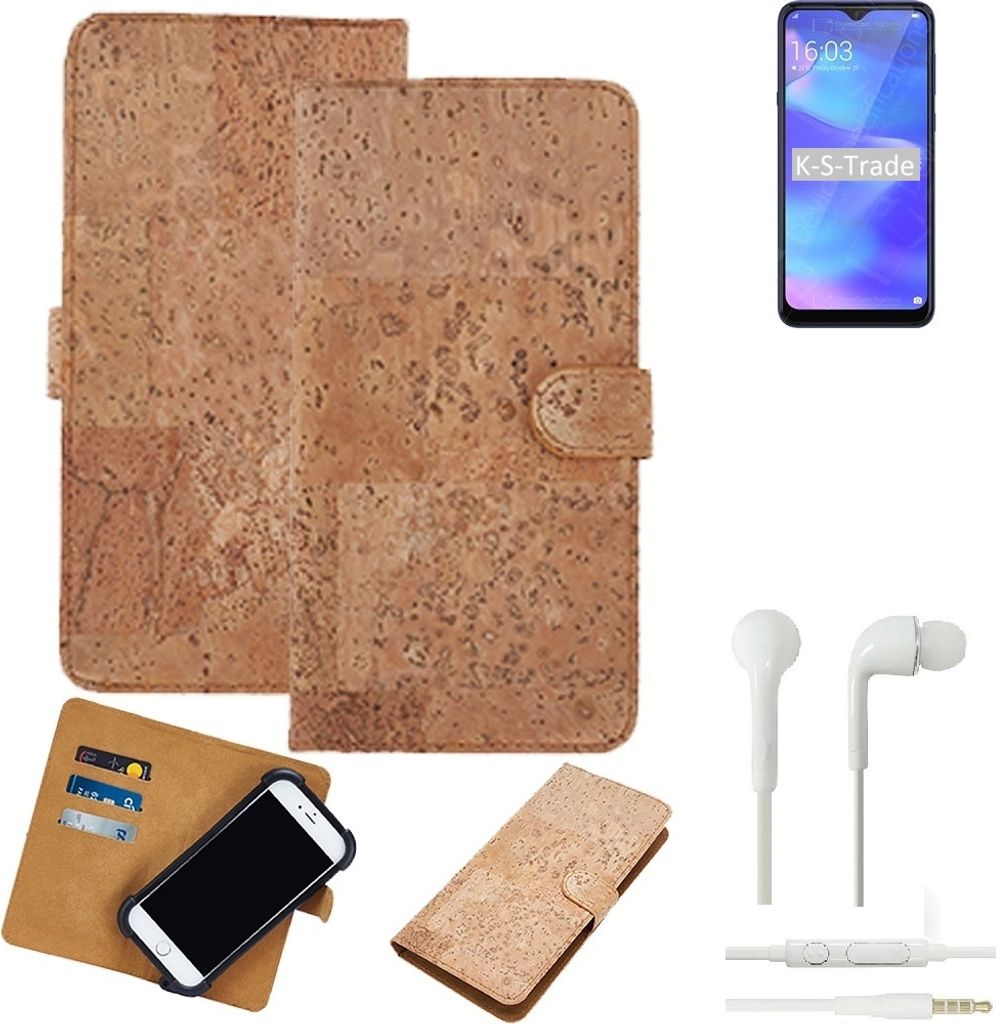 K-S-Trade Hülle kompatibel mit HiSense Rock V + in ear Kopfhörer Kork Handyhülle Cover Schutzhülle TPU Case Bumper in Hellbraun, (1x)