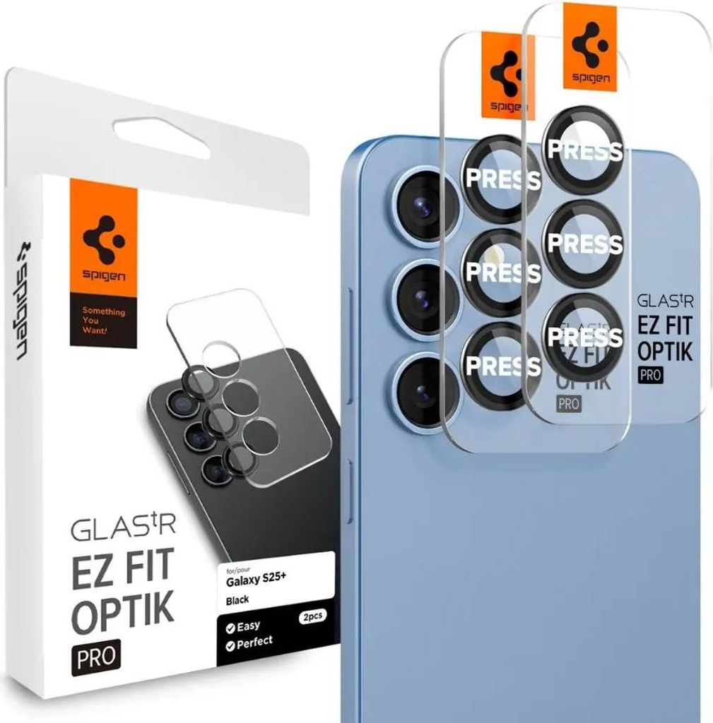 Spigen Samsung Galaxy S25 Plus Glas.tR EZ Fit Optik Pro HD Linsenschutzfolie, 2er-Pack