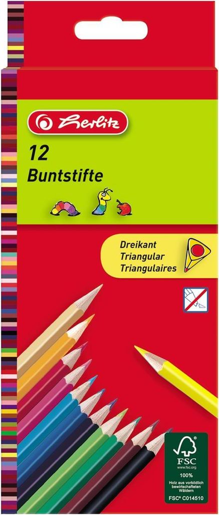 Herlitz Dreikant Buntstifte 12er Kartonetui Produktbild 