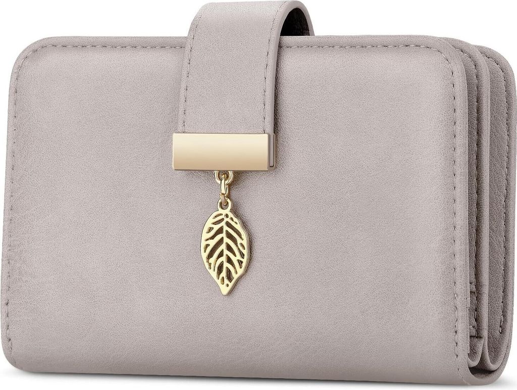 Geldbeutel Damen Portemonnaie Damen aus Leder Geldbeutel Viele Fächer mit RFID Schutz 18 Kartenfächer Geldbörsen mit Reißverschluss Kette und L...