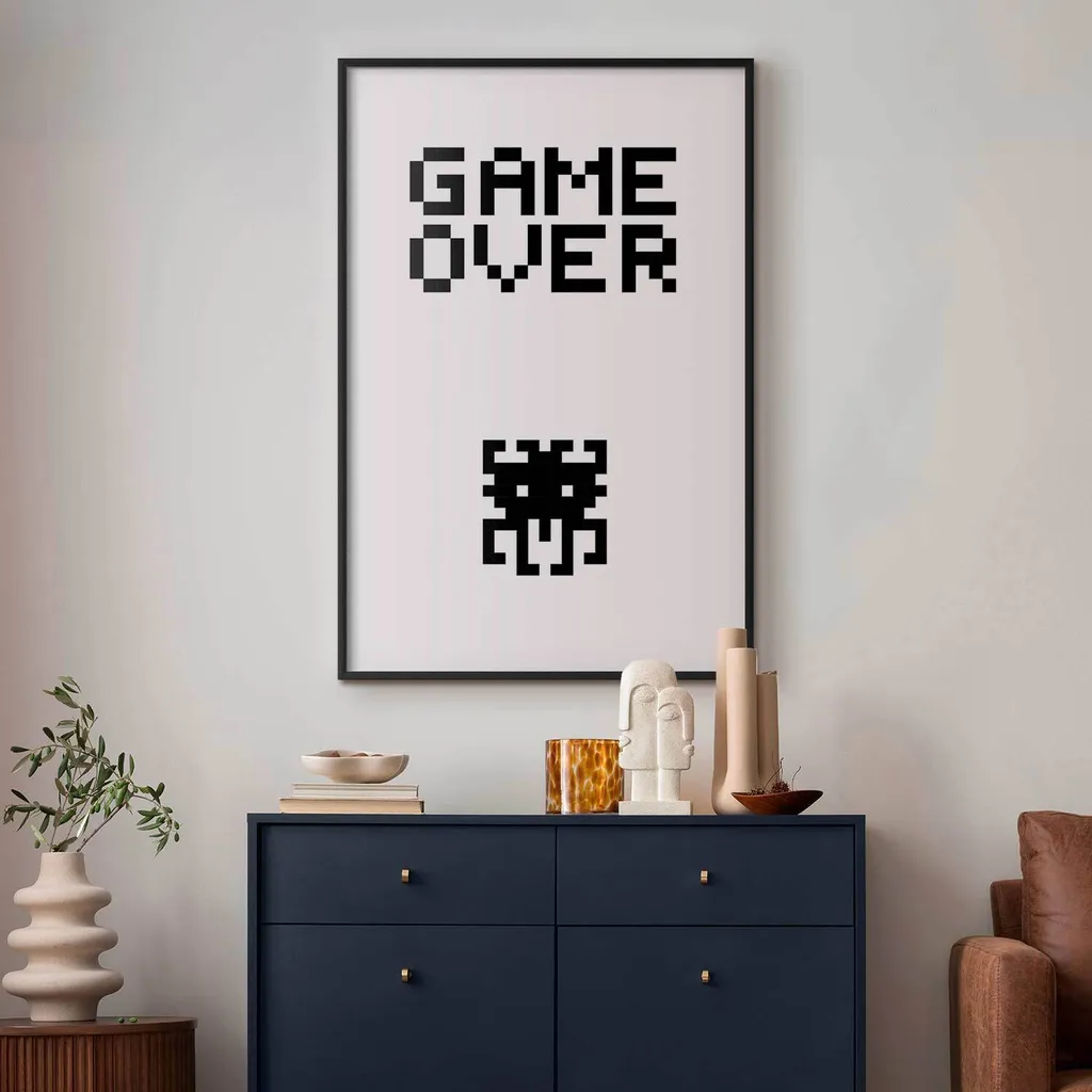 Poster Game Over 60x90 con Cornice Nera Elegante - Arredo Gamer - 2