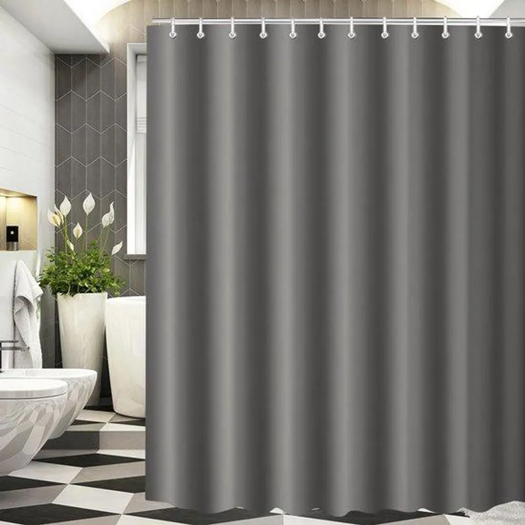 Rideau de douche anti-moisissure 180x220 cm gris foncé lavable machine