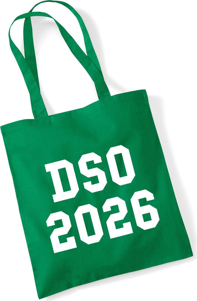 Huuraa Jutebeutel DSO 2026 Abschluss Belgien (ndl.) 10 Liter Kelly Green Baumwolle Tasche Geschenkidee