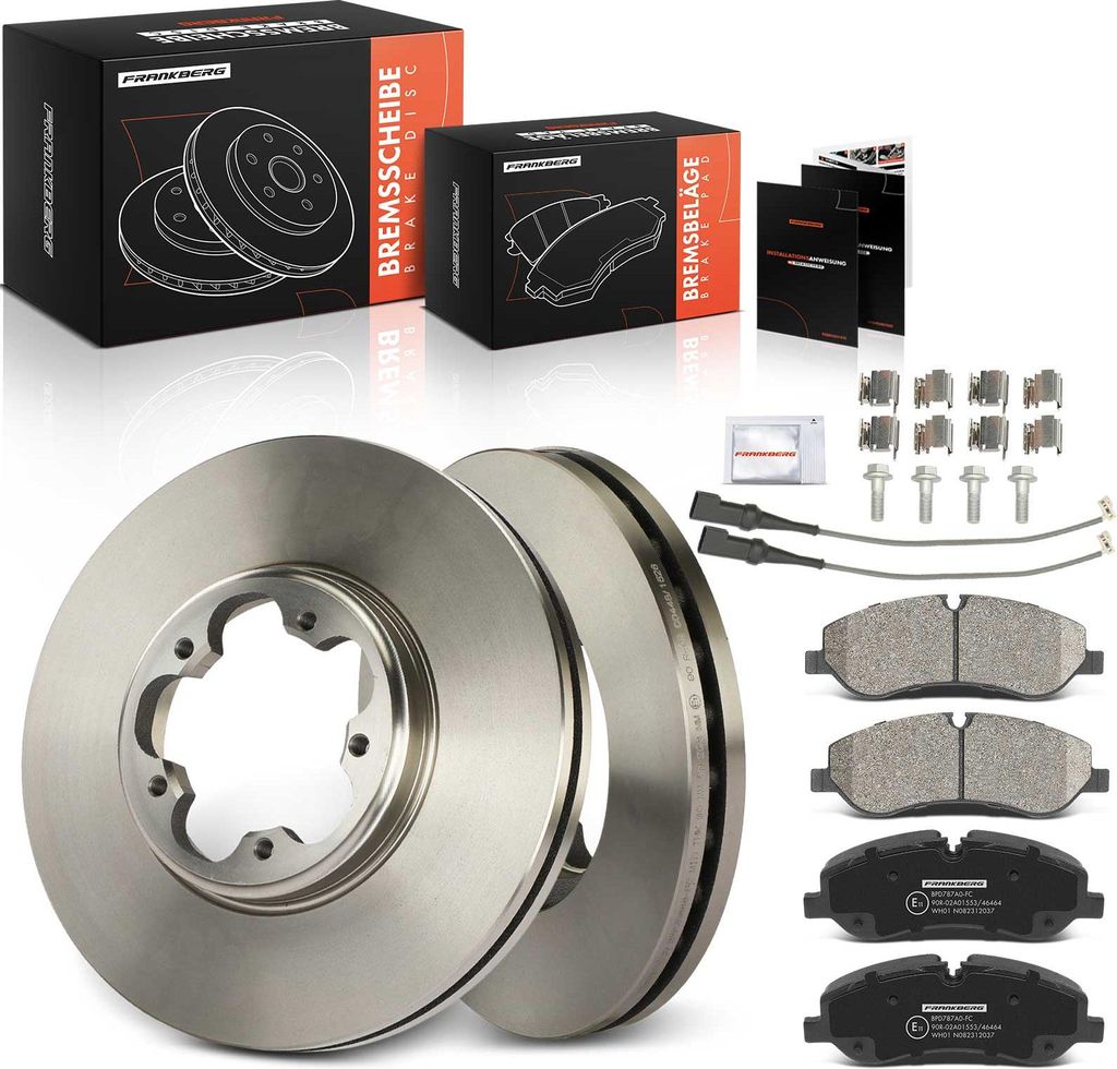Frankberg 2x Bremsscheiben 4x Bremsbeläge Vorderachse für Ford Tourneo Custom V362 Transit Custom V362 Transit V363