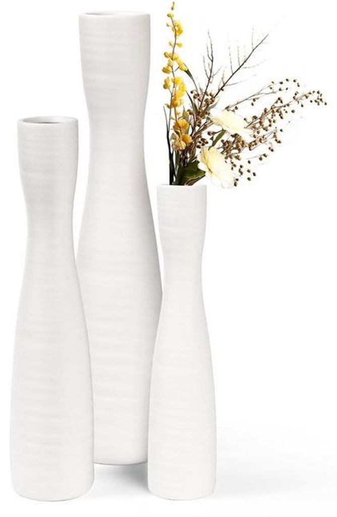Keramische Vase Set 3teilig weiß minimalistisch