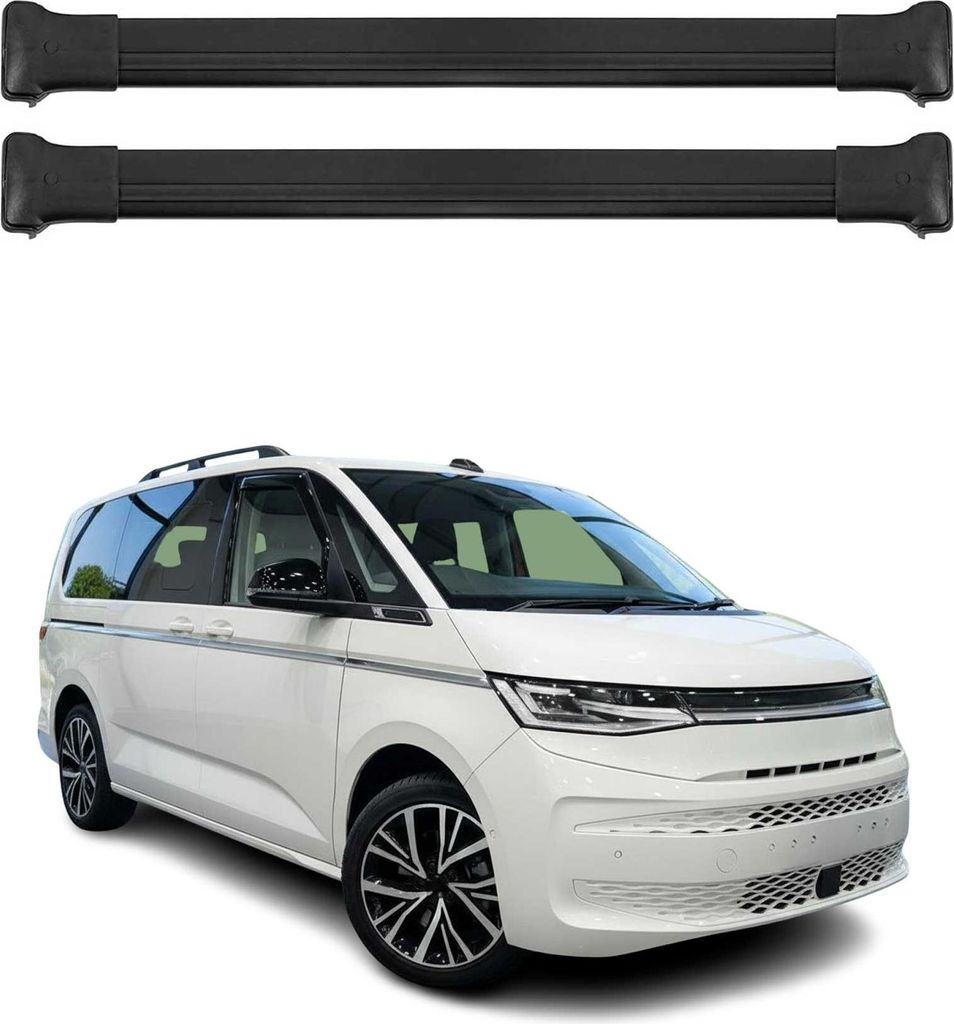 Dachträger Grundtäger für VW Multivan T7 2022-2025 75kg Aluminium Schwarz 2tlg