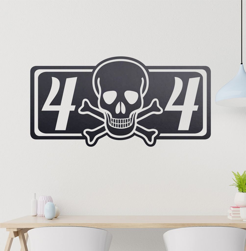 4 x 4 Totenkopf Wandtattoo in 6 Größen - Wandaufkleber Wall Sticker - Dekoration, Küche, Wohnzimmer, Schlafzimmer, Badezimmer