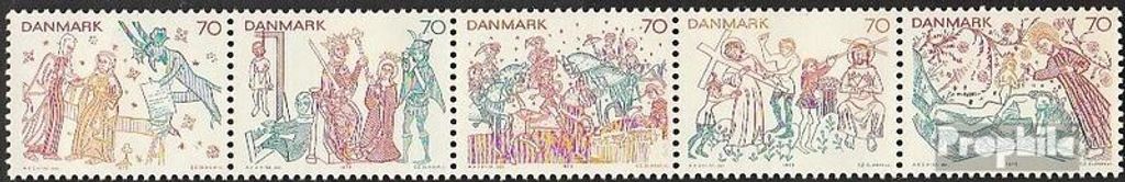 Briefmarken Dänemark 1973 Mi 550-554 Fünferstreifen (kompl.Ausg.) postfrisch Kalkmalereien