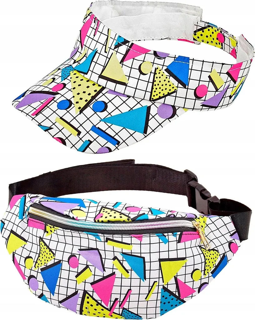 Cappello disco funky, visiera, marsupio, carnevale anni '80-'90, set di palline