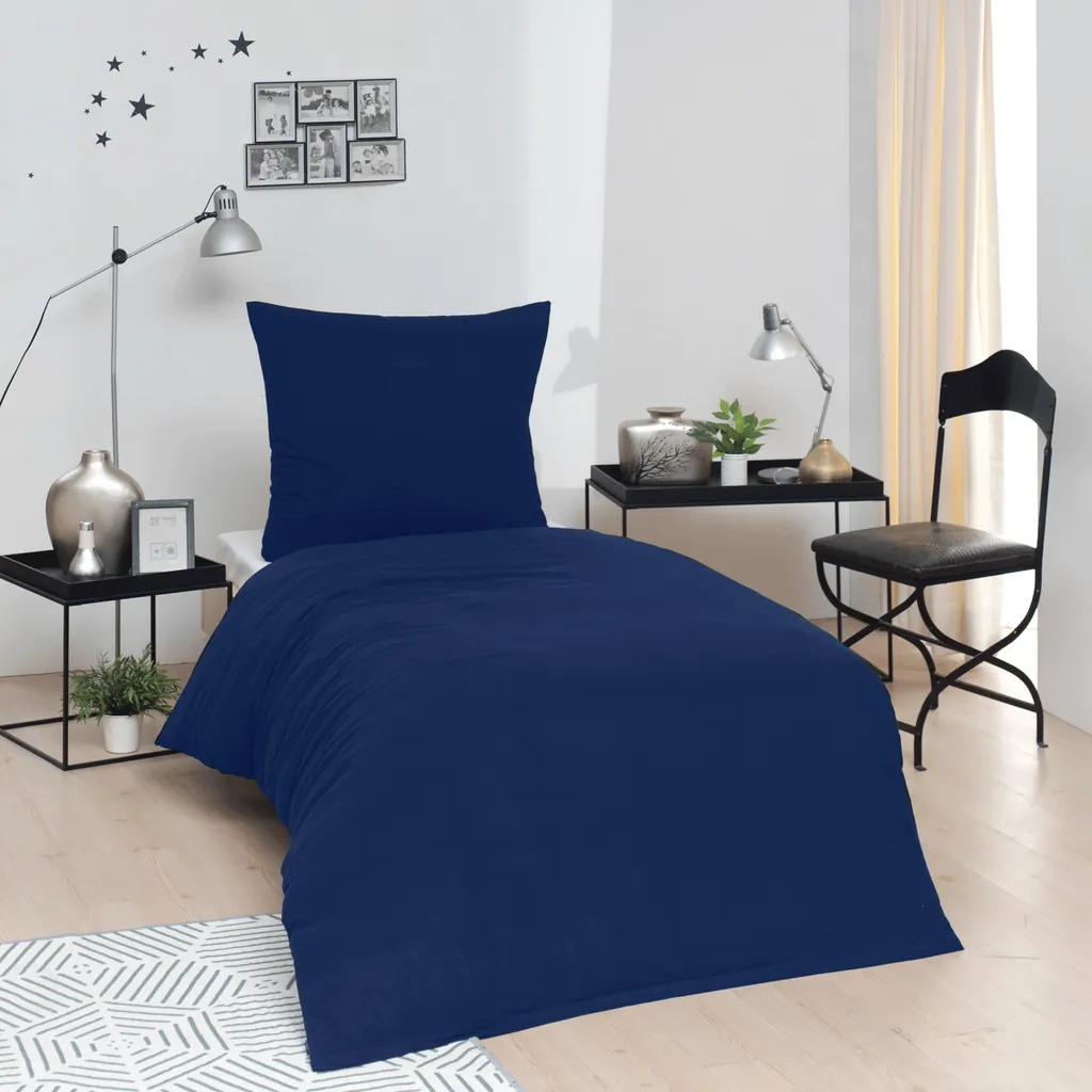 Brielle Set Biancheria Letto 100% Cotone Blu Scuro 135x200 Oeko-Tex