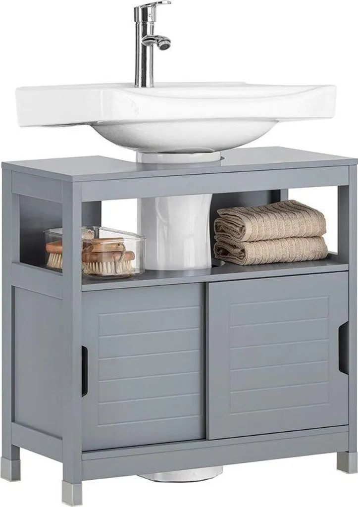 Meuble de lavabo Rootz Gris Anthracite - Rangement Salle de Bains