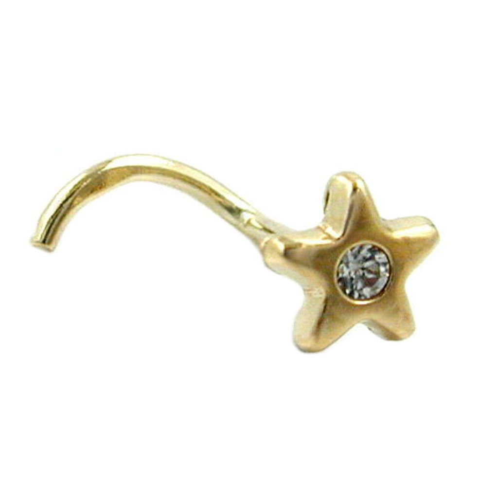 Nasenstecker 4mm Stern mit Zirkonia weiß 14Kt GOLD gold 4mm