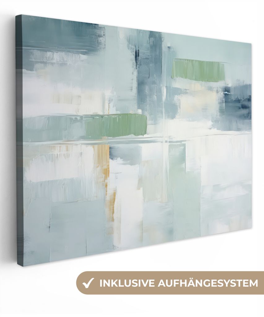 MuchoWow - Leinwandbilder - Farbe - Moderne Kunst - Abstrakt - Grau, Wandbild, Wanddeko Bilder Wohnzimmer, 80x60 cm